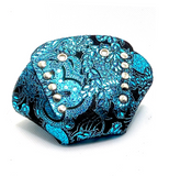 Blue Aqua Metallic Paisley Suede Roller Skate Toe Caps / Toe Guards (Pair)