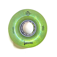 100A LIME Green Glitter Professionally Dyed Luminous Light-Up Roller Skate Wheels, Set of 4