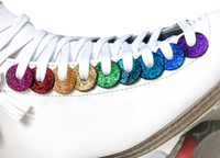 Connect the Dots! Rainbow Glitter Roller Skate Lace Charms, 2 sets (both sides of 2 skates)