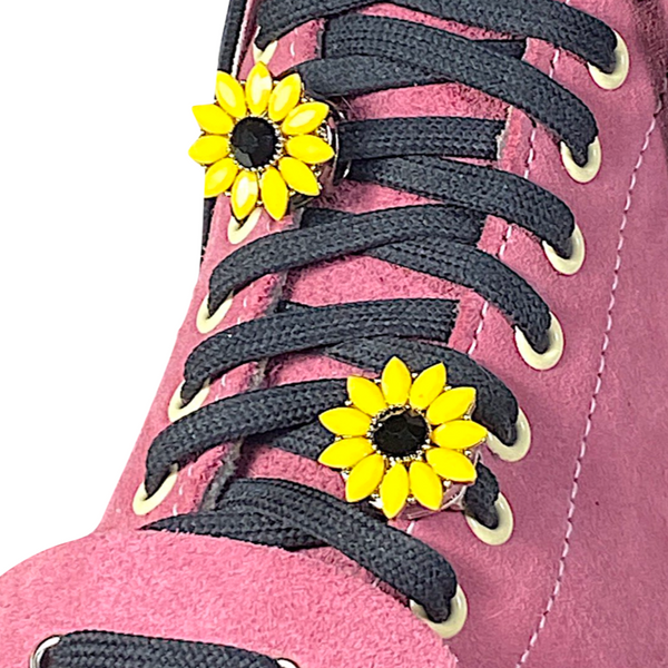 Snap Charms: Jewel Sunflower, Interchangeable Shoelace Charm & Roller Skate Accessory