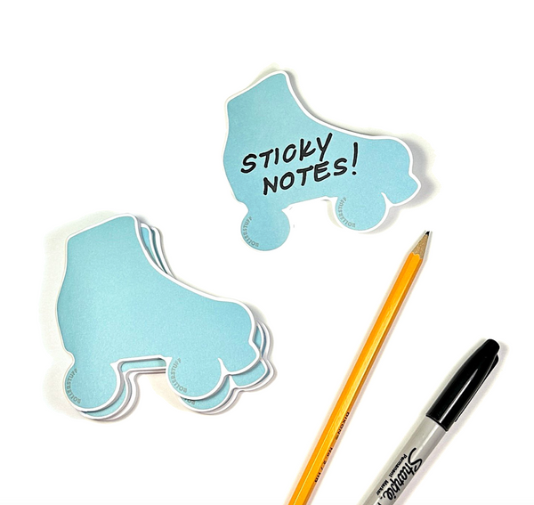 Roller Notepad Teal Blue Roller Skate Sticky Note Pad – ROLLERSTUFF