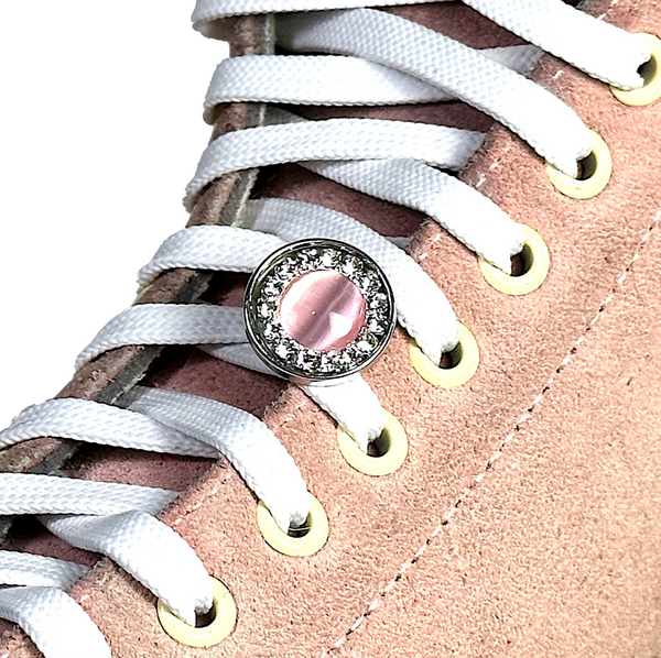 Snap Charms: Pink Pearl & Diamonds, Interchangeable Shoelace Charm & Roller Skate Accessory
