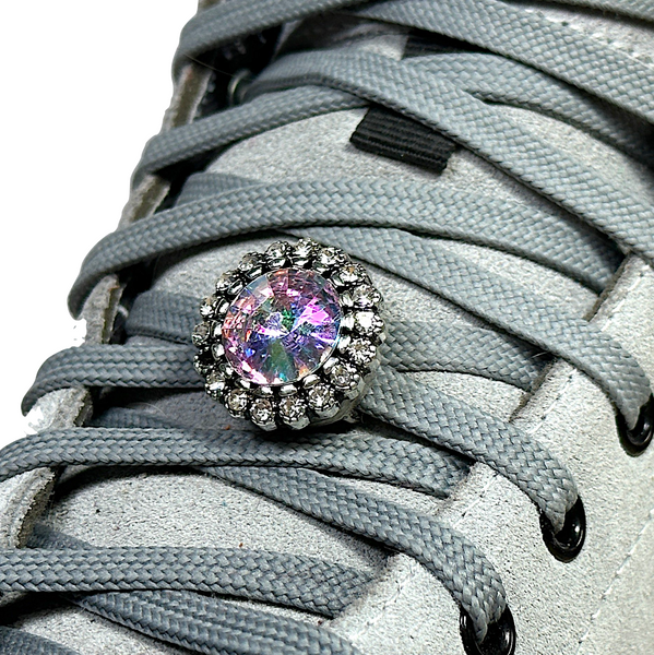 Snap Charms: Iridescent Pink & Diamonds, Interchangeable Shoelace Charm & Roller Skate Accessory
