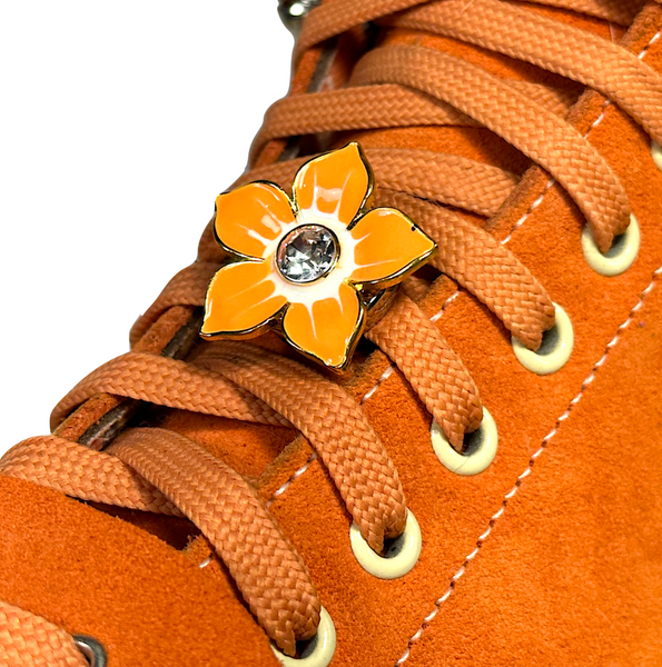 Snap Charms: Orange Flower, Interchangeable Shoelace Charm & Roller Skate Accessory