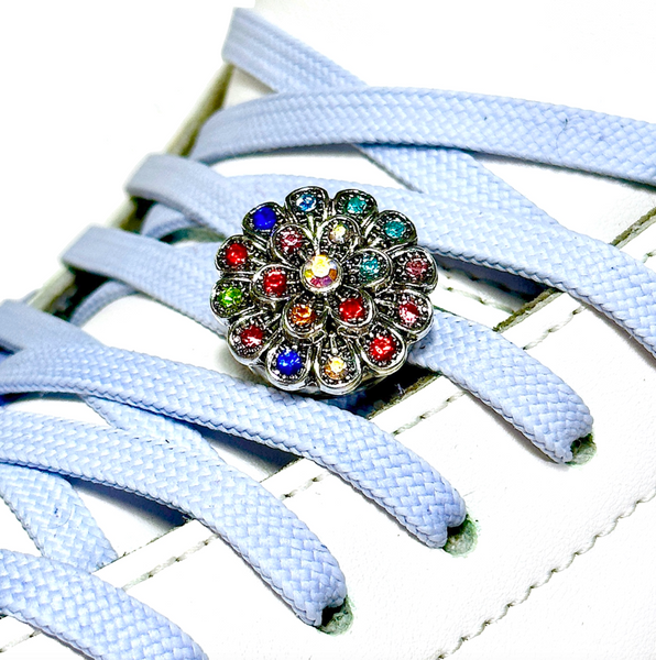 Snap Charms: Rainbow Flower, Interchangeable Shoelace Charm & Roller Skate Accessory