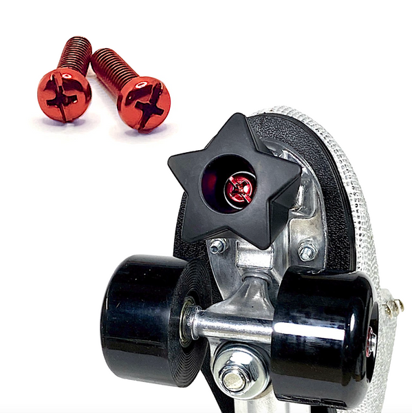 Red Metallic Toe Stop Bolts, Pair