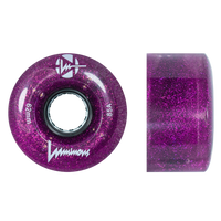 85A Purple Haze Plum Glitter Luminous LED Quad Light Up Skate Wheels, Set of 4