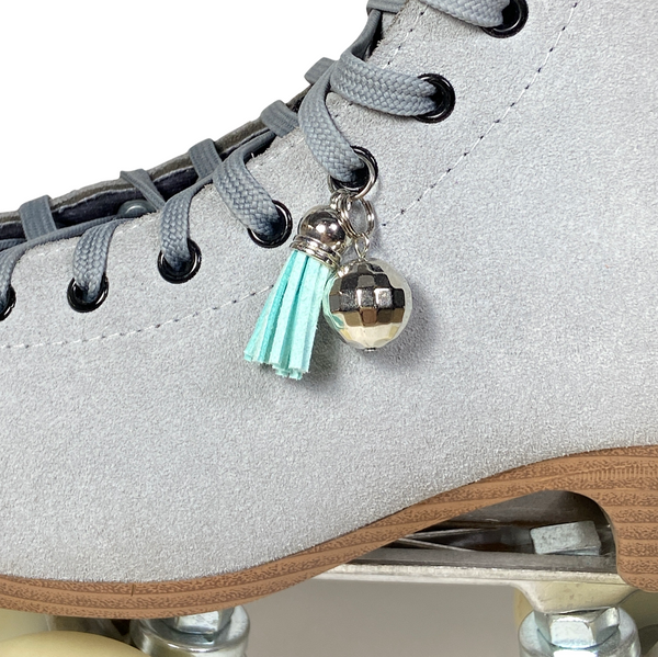 Aqua Tassel + Disco Ball Charm Roller Skate Accessory
