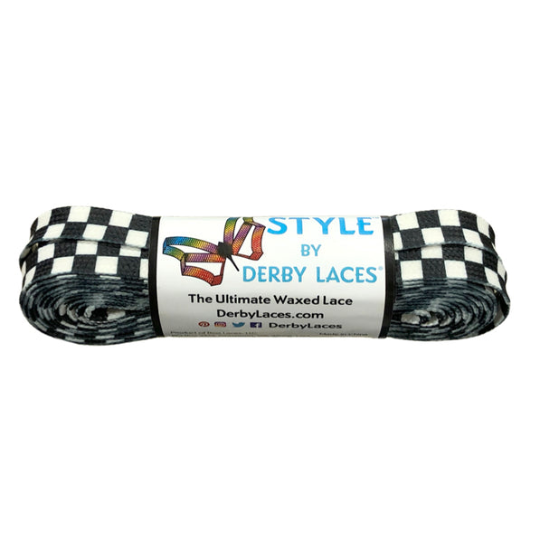 Black & White Checkered Flag Skate Laces, Pair