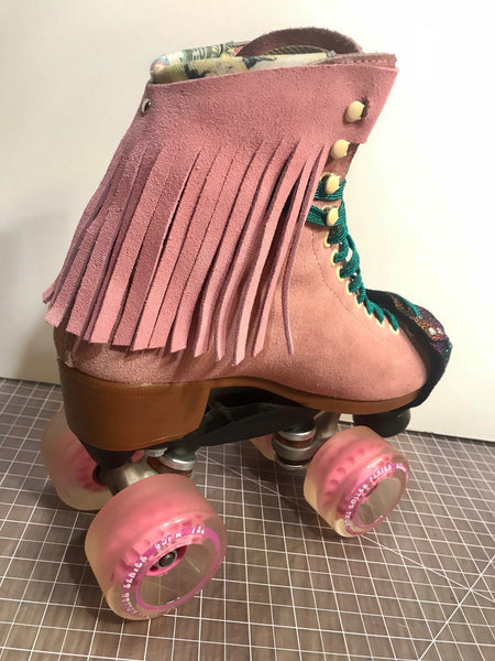 Pink Suede Fringe for Roller Skates, Pair *ONLY COMPATIBLE with SPECIFIC Brands/Sizes in the dropdown menu*