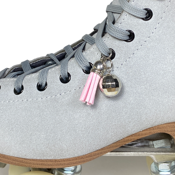 Light Pink Tassel + Disco Ball Charm Roller Skate Accessory
