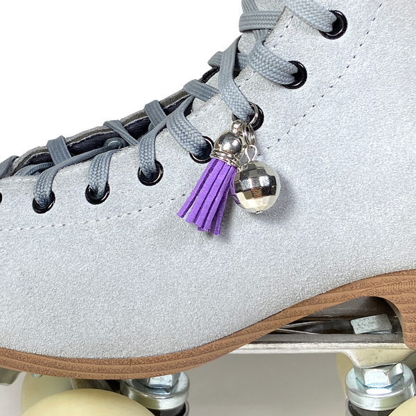 Purple Tassel + Disco Ball Charm Roller Skate Accessory
