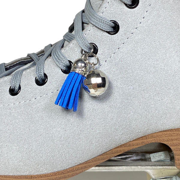 Royal Blue Tassel + Disco Ball Charm Roller Skate Accessory