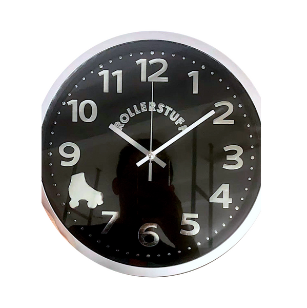 SKATE O'CLOCK! BLACK 12-inch Round Wall Clock