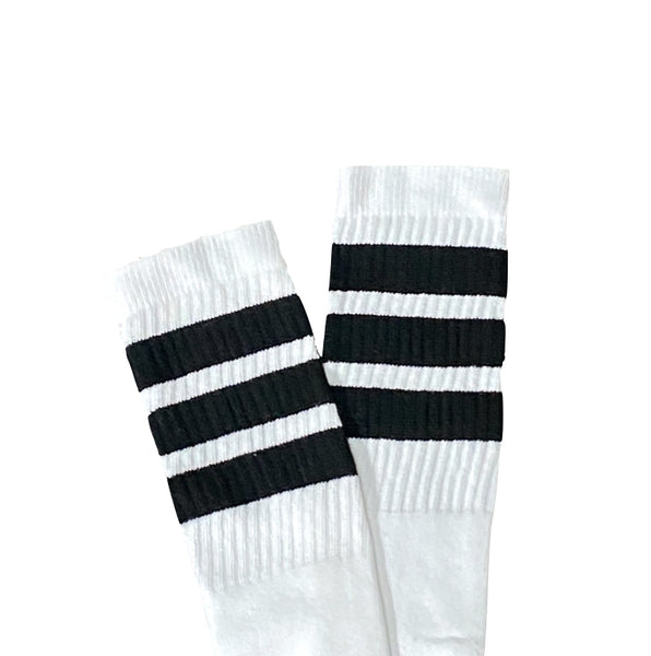 White with Black Stripes Knee-High Skater Socks