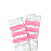 White with Light Pink Stripes Under-the-Knee Skater Socks