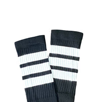 Black with White Stripes Under-the-Knee 22" Skater Socks