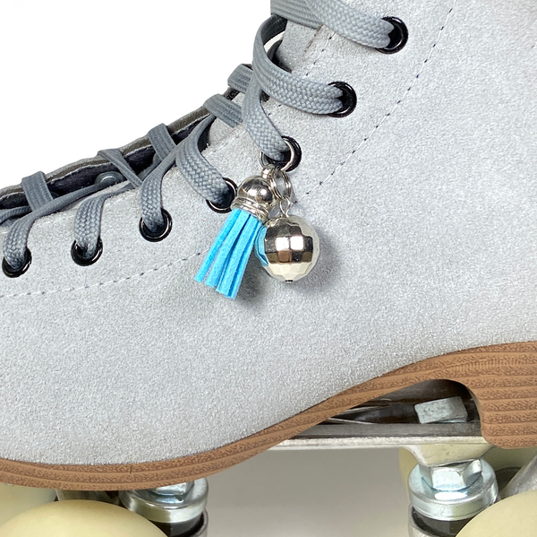 True Blue Tassel + Disco Ball Charm Roller Skate Accessory
